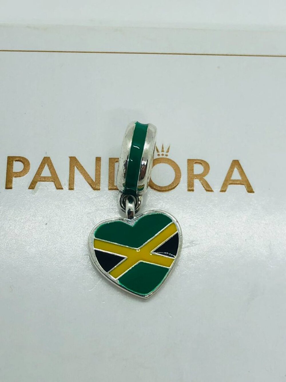 Pandora Jamaica Flag Charm Heart Bead Charm Travel Pendant